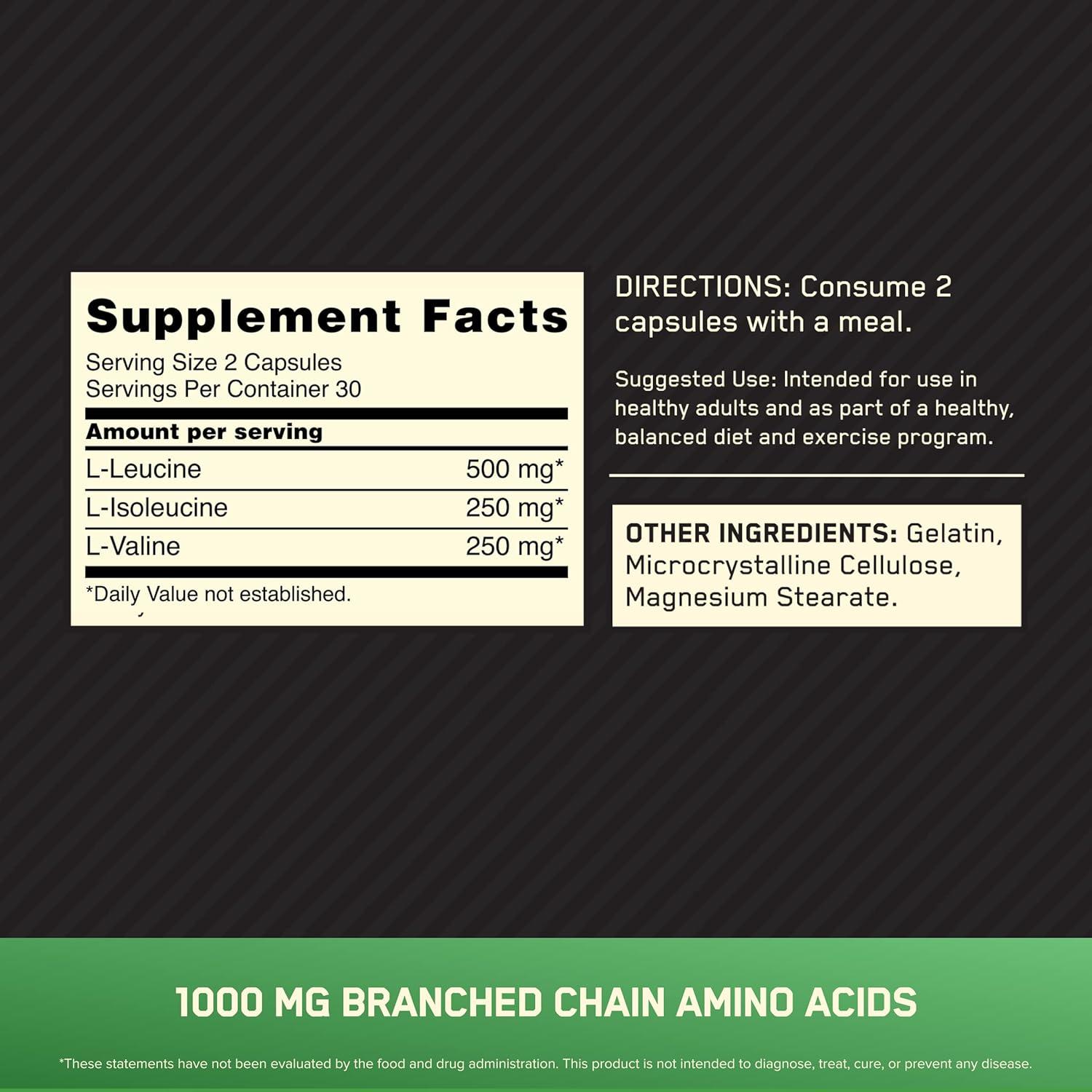 image:imageOptimum Nutrition Instantized BCAA Capsules Keto Friendly Branched Chain Essential Amino Acids 1000mg 400 CountCapsules