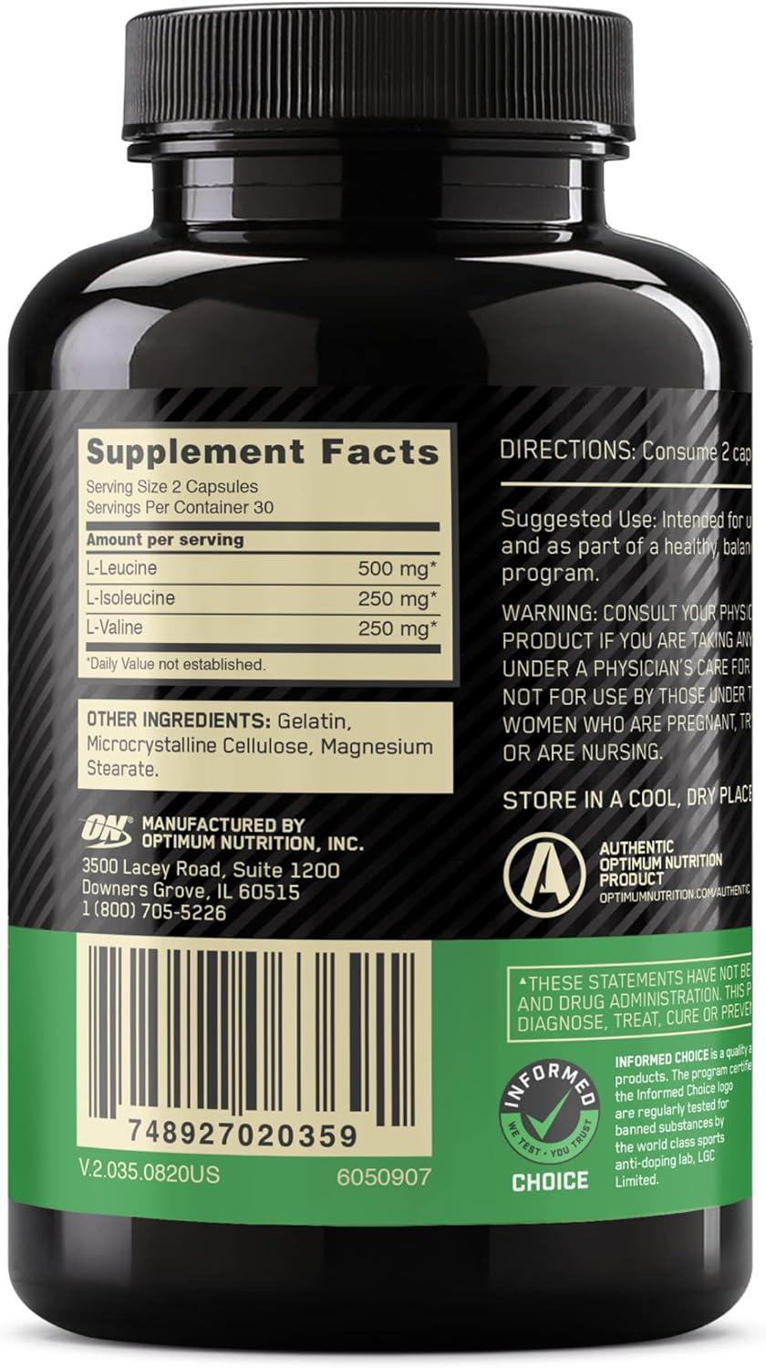 image:imageOptimum Nutrition Instantized BCAA Capsules Keto Friendly Branched Chain Essential Amino Acids 1000mg 400 CountCapsules