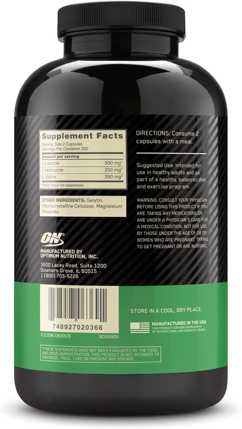 image:imageOptimum Nutrition Instantized BCAA Capsules Keto Friendly Branched Chain Essential Amino Acids 1000mg 400 CountCapsules