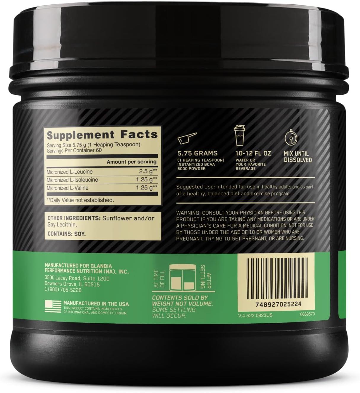 image:imageOptimum Nutrition Instantized BCAA Powder Unflavored Keto Friendly Branched Chain Essential Amino Acids Powder 5000mg 60 Servings Packaging May VaryUnflavored