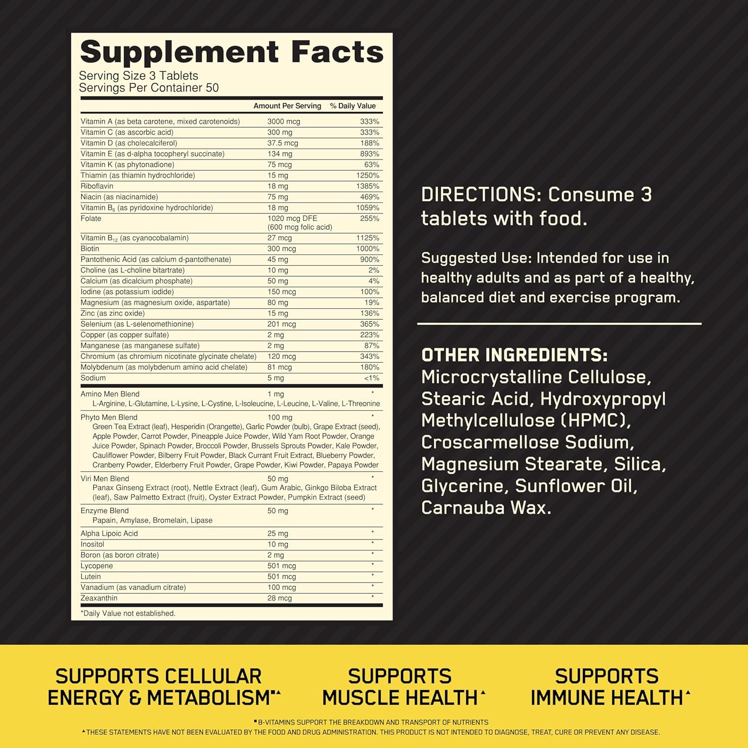 image:imageOptimum Nutrition OptiMen Vitamin C Zinc and Vitamin D E B12 for Immune Support Mens Daily Multivitamin Supplement 90 Count Packaging May VaryTablets
