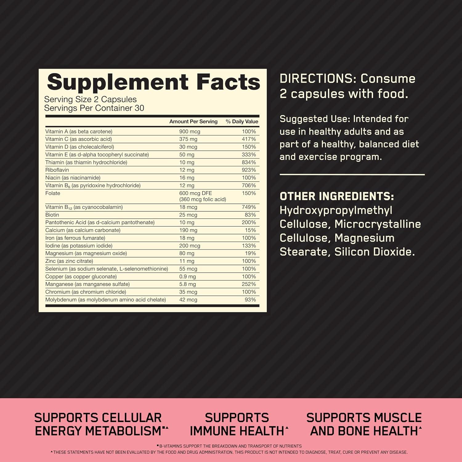 image:imageOptimum Nutrition OptiWomen Vitamin C Zinc and Vitamin D for Immune Support Womens Daily Multivitamin Supplement with Iron Capsules 120 Count60 Count Pack of 1