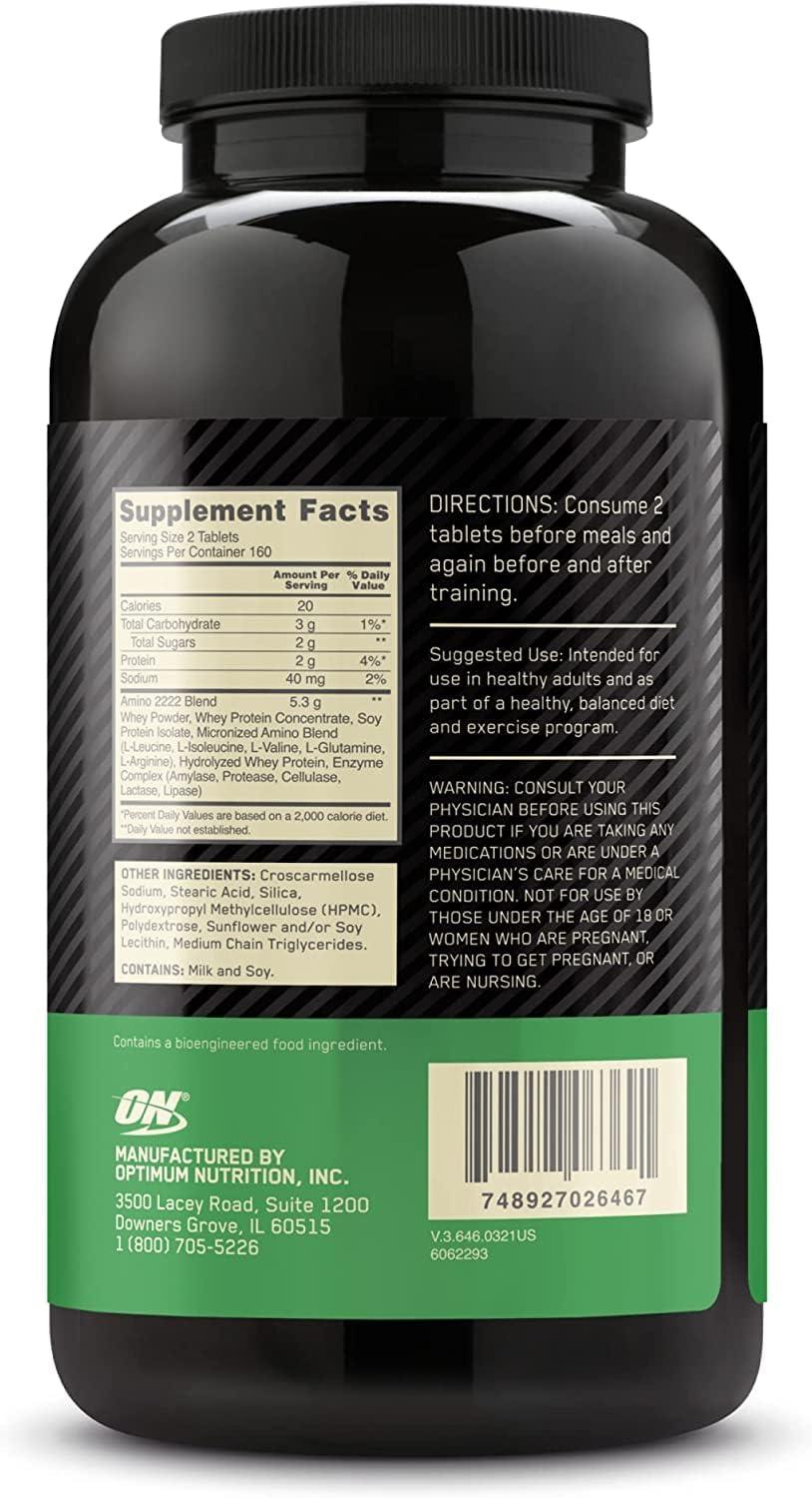 image:imageOptimum Nutrition Superior Amino 2222 Tablets Complete Essential Amino Acids EAAs 160 CountUnflavored