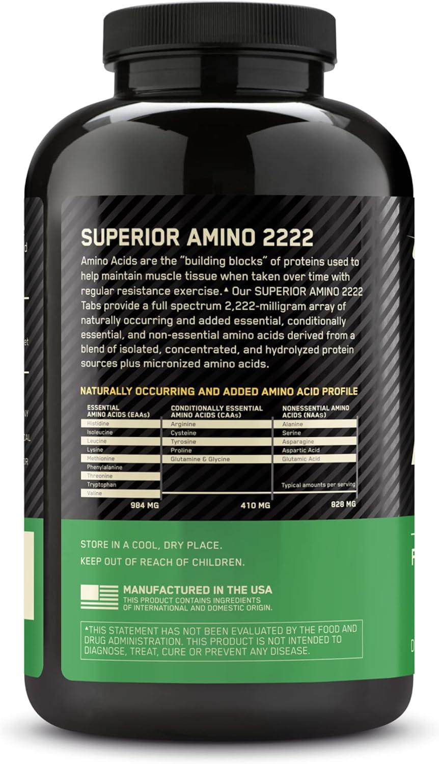 image:imageOptimum Nutrition Superior Amino 2222 Tablets Complete Essential Amino Acids EAAs 160 CountUnflavored