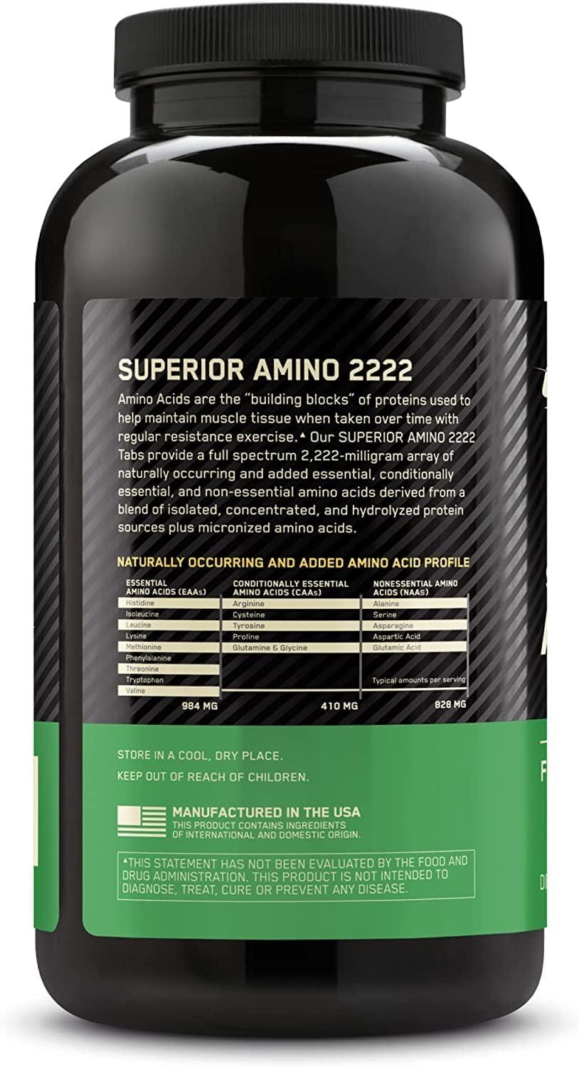 image:imageOptimum Nutrition Superior Amino 2222 Tablets Complete Essential Amino Acids EAAs 160 CountUnflavored