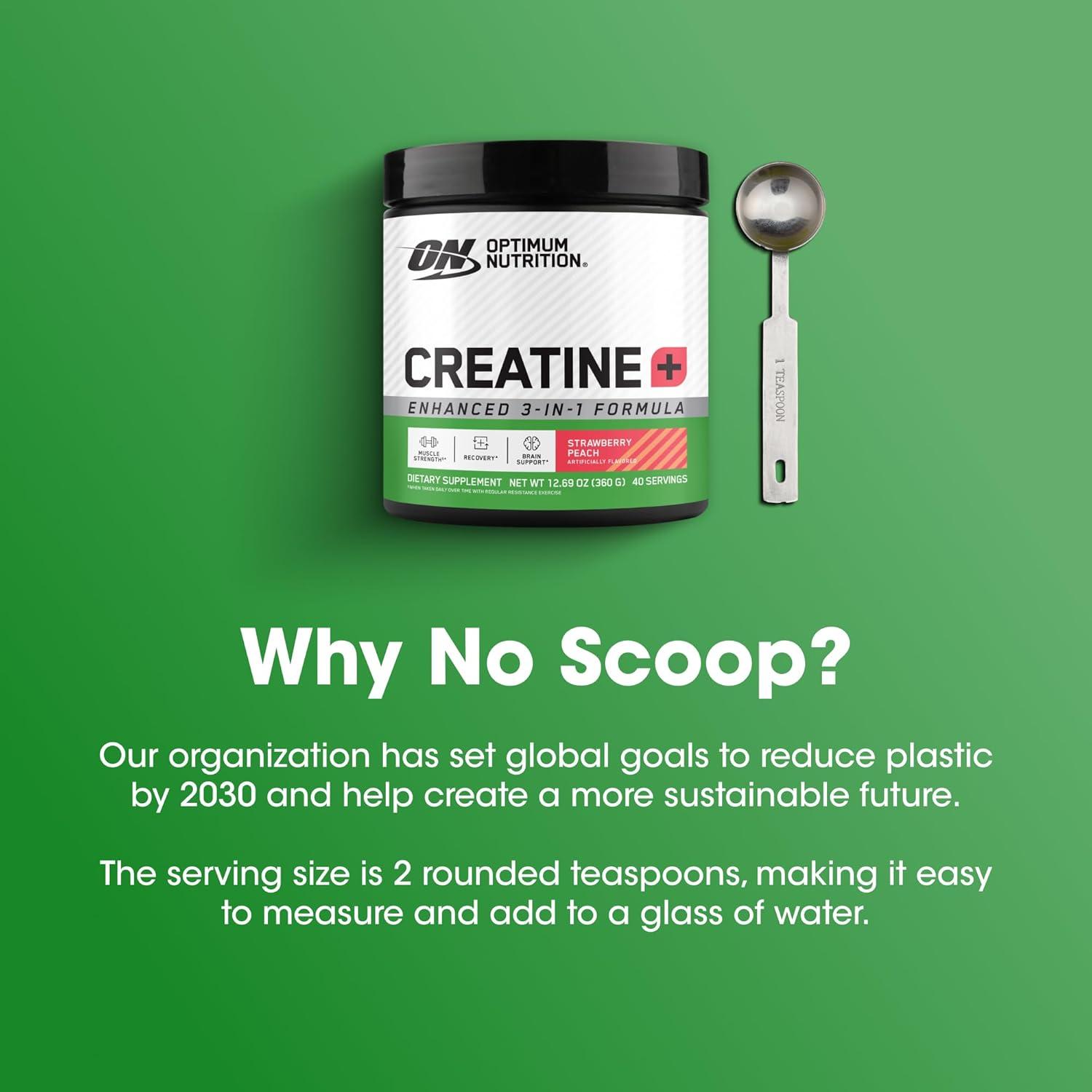 image:imageOptimum Nutrition Creatine Monohydrate Plus Powder Strawberry Peach Flavored Creatine Performance Blend with Electrolytes for Hydration Added Vitamins 40 Servings 360 Grams Packaging May VaryStrawberry Peach
