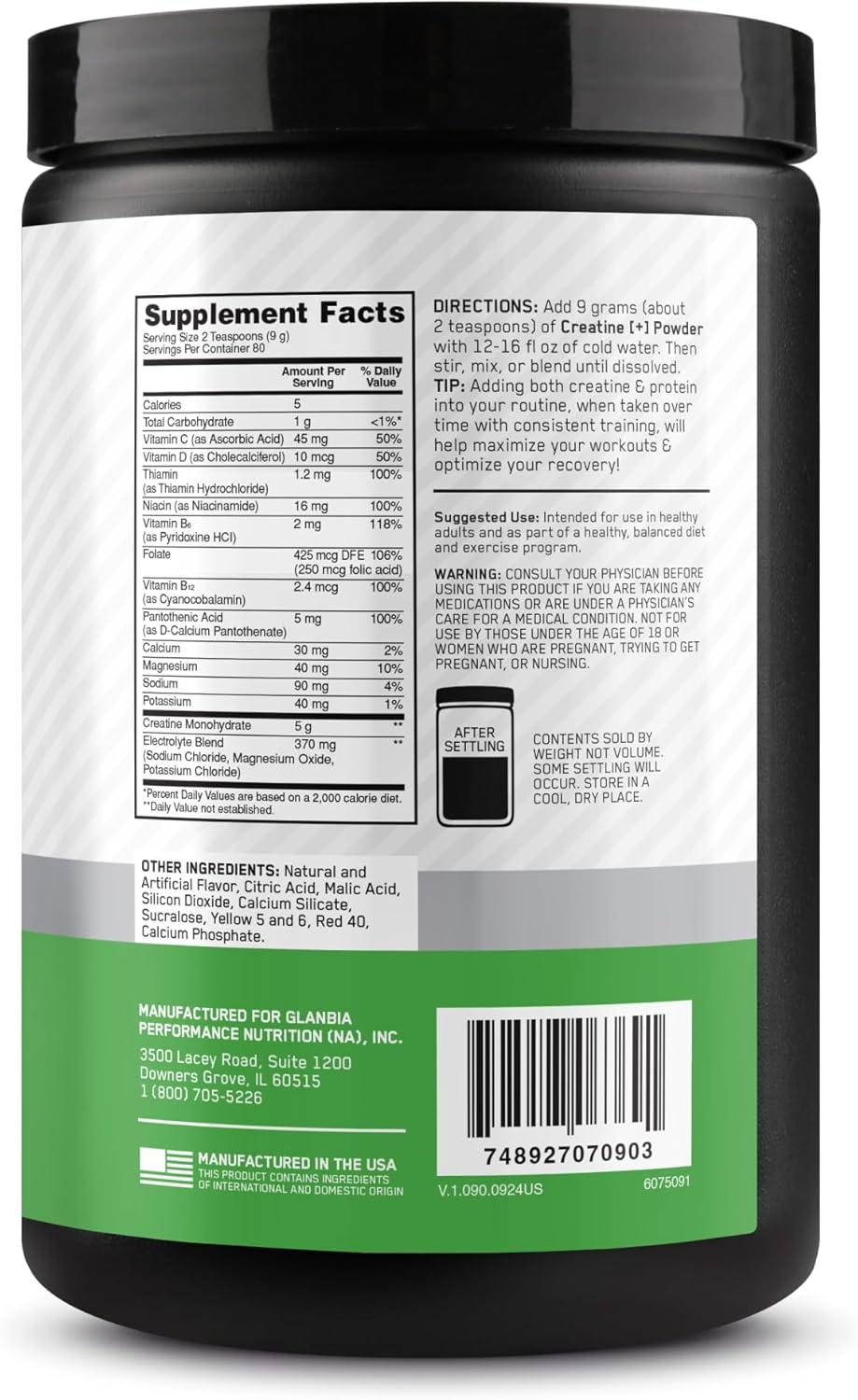 image:imageOptimum Nutrition Creatine Monohydrate Plus Powder Strawberry Peach Flavored Creatine Performance Blend with Electrolytes for Hydration Added Vitamins 40 Servings 360 Grams Packaging May VaryStrawberry Peach