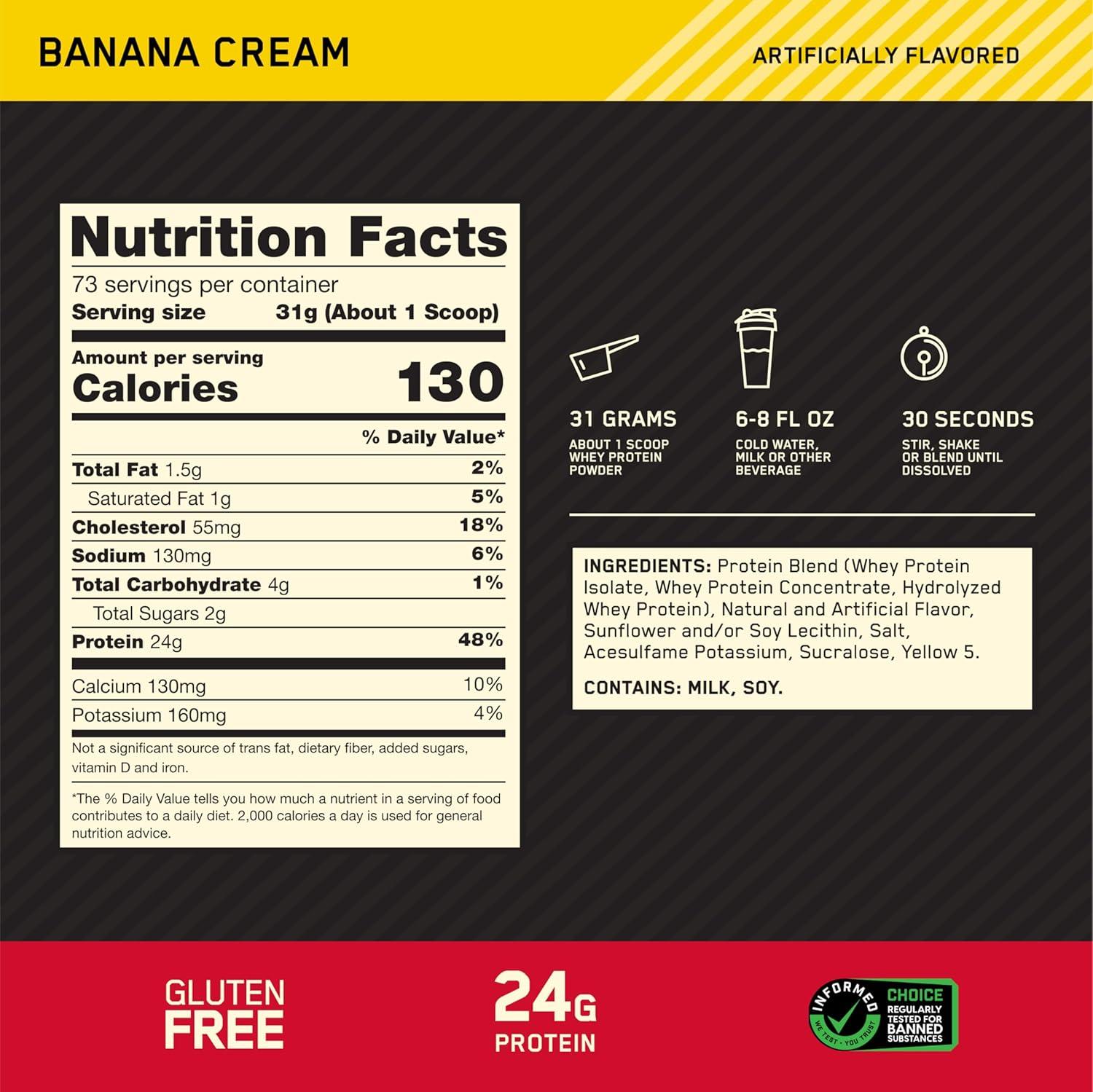 image:imageOptimum Nutrition Gold Standard 100 Whey Protein Powder Double Rich Chocolate 5 Pound Packaging May VaryBanana Cream