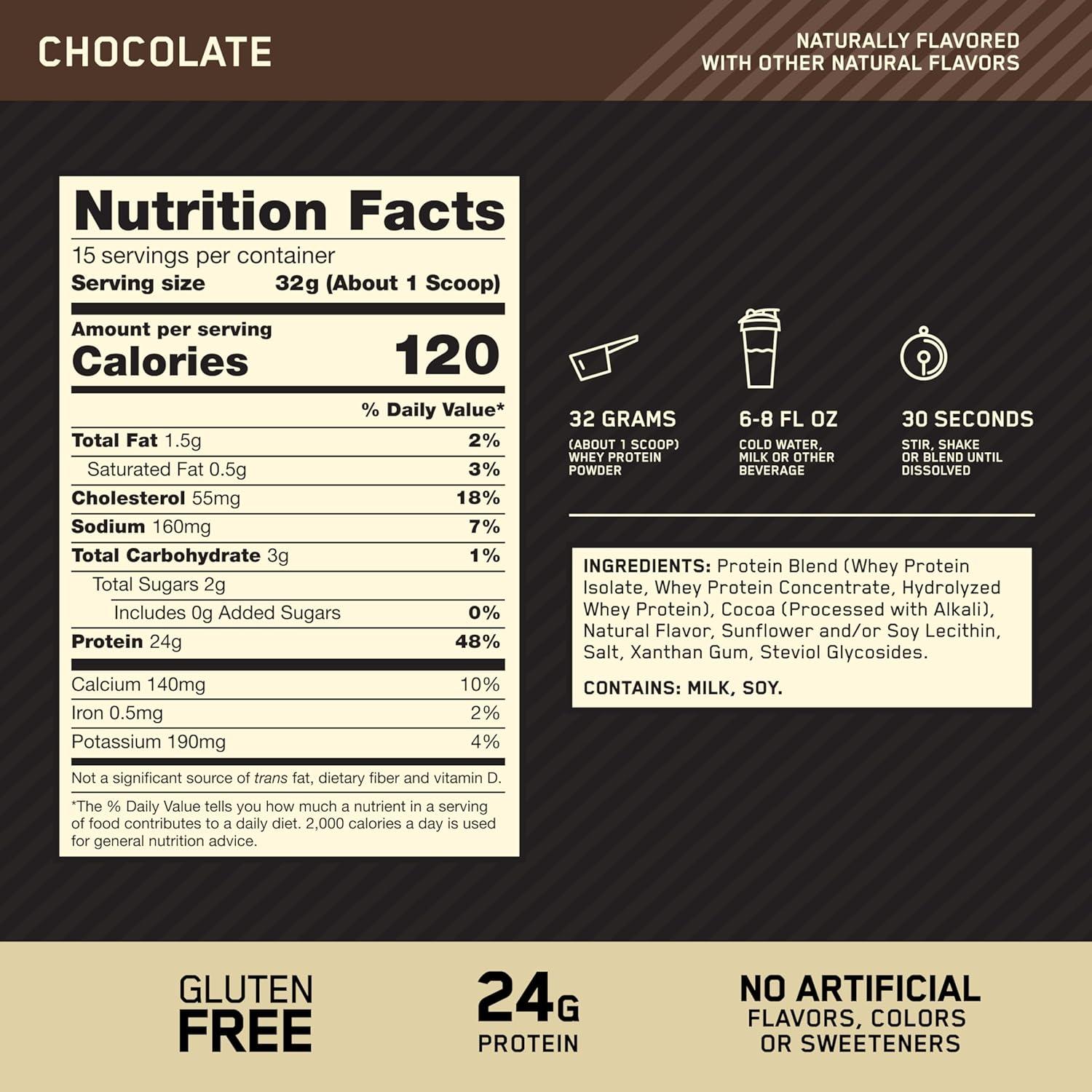 image:imageOptimum Nutrition Gold Standard 100 Whey Protein Powder Double Rich Chocolate 5 Pound Packaging May VaryChocolate