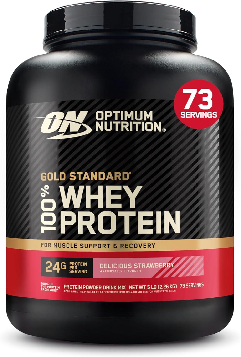 image:imageOptimum Nutrition Gold Standard 100 Whey Protein Powder Double Rich Chocolate 5 Pound Packaging May VaryDelicious Strawberry