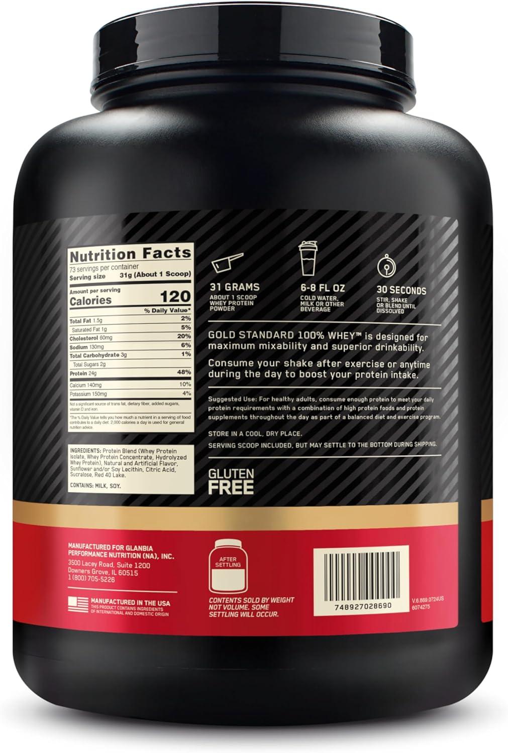 image:imageOptimum Nutrition Gold Standard 100 Whey Protein Powder Double Rich Chocolate 5 Pound Packaging May VaryDelicious Strawberry