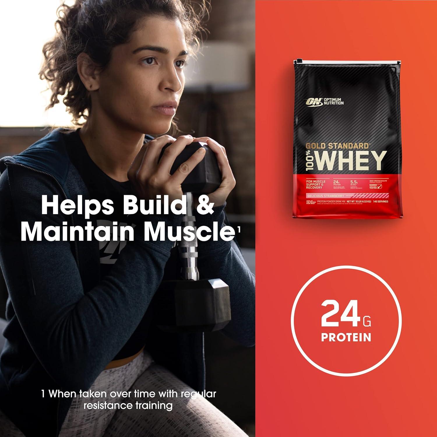 image:imageOptimum Nutrition Gold Standard 100 Whey Protein Powder Double Rich Chocolate 5 Pound Packaging May VaryDelicious Strawberry