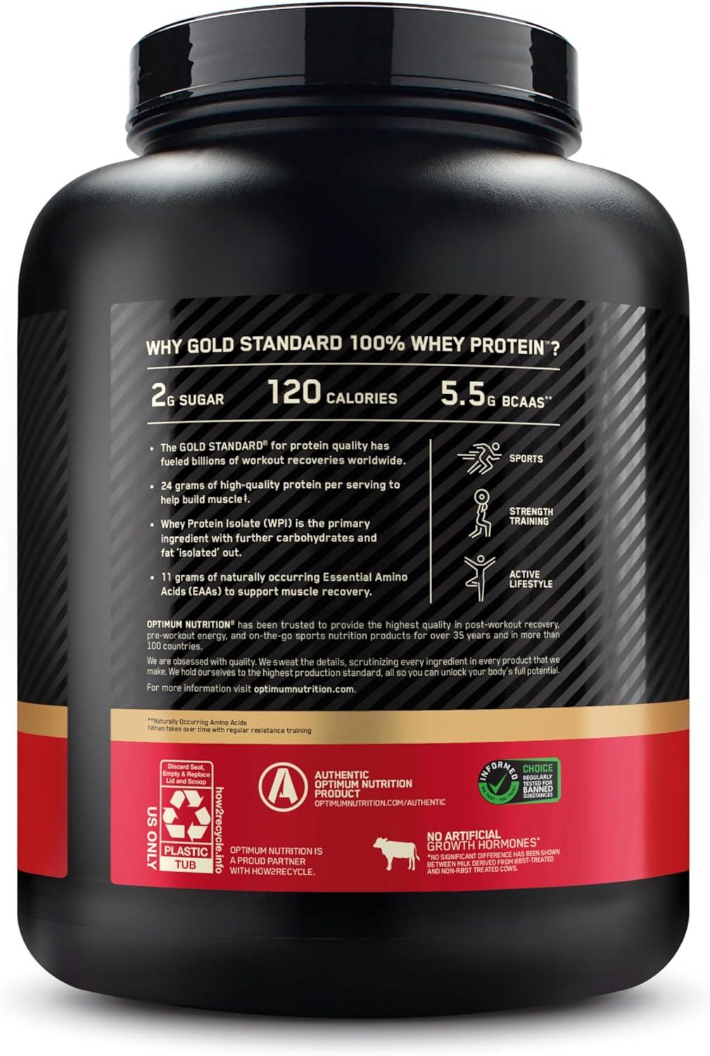 image:imageOptimum Nutrition Gold Standard 100 Whey Protein Powder Double Rich Chocolate 5 Pound Packaging May VaryDelicious Strawberry