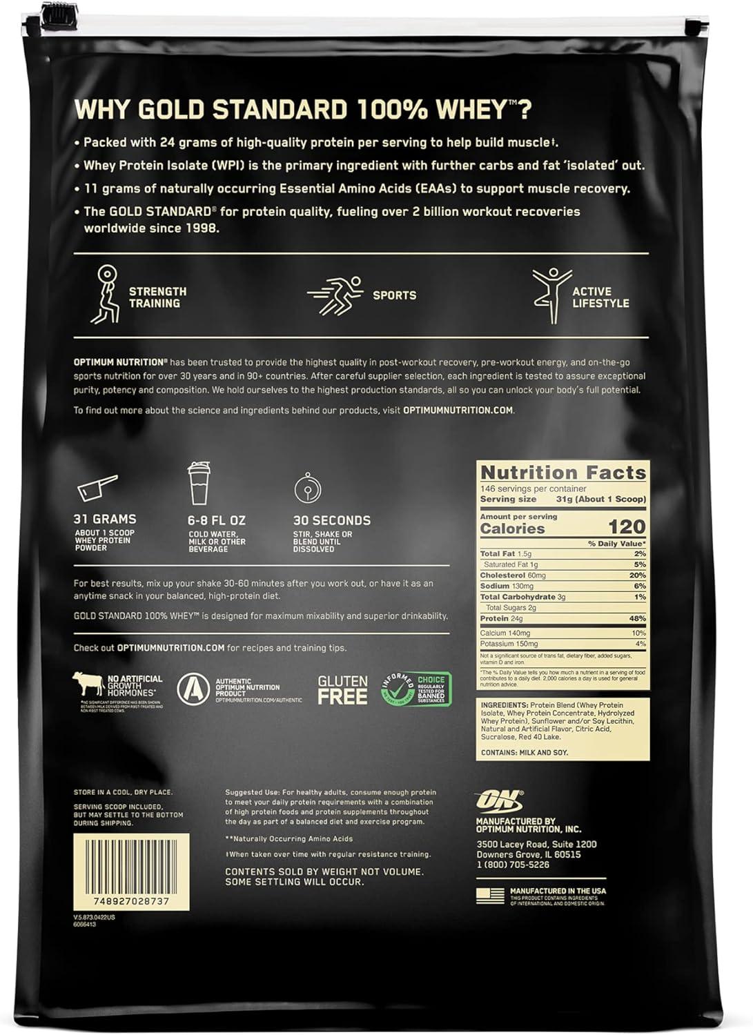 image:imageOptimum Nutrition Gold Standard 100 Whey Protein Powder Double Rich Chocolate 5 Pound Packaging May VaryDelicious Strawberry