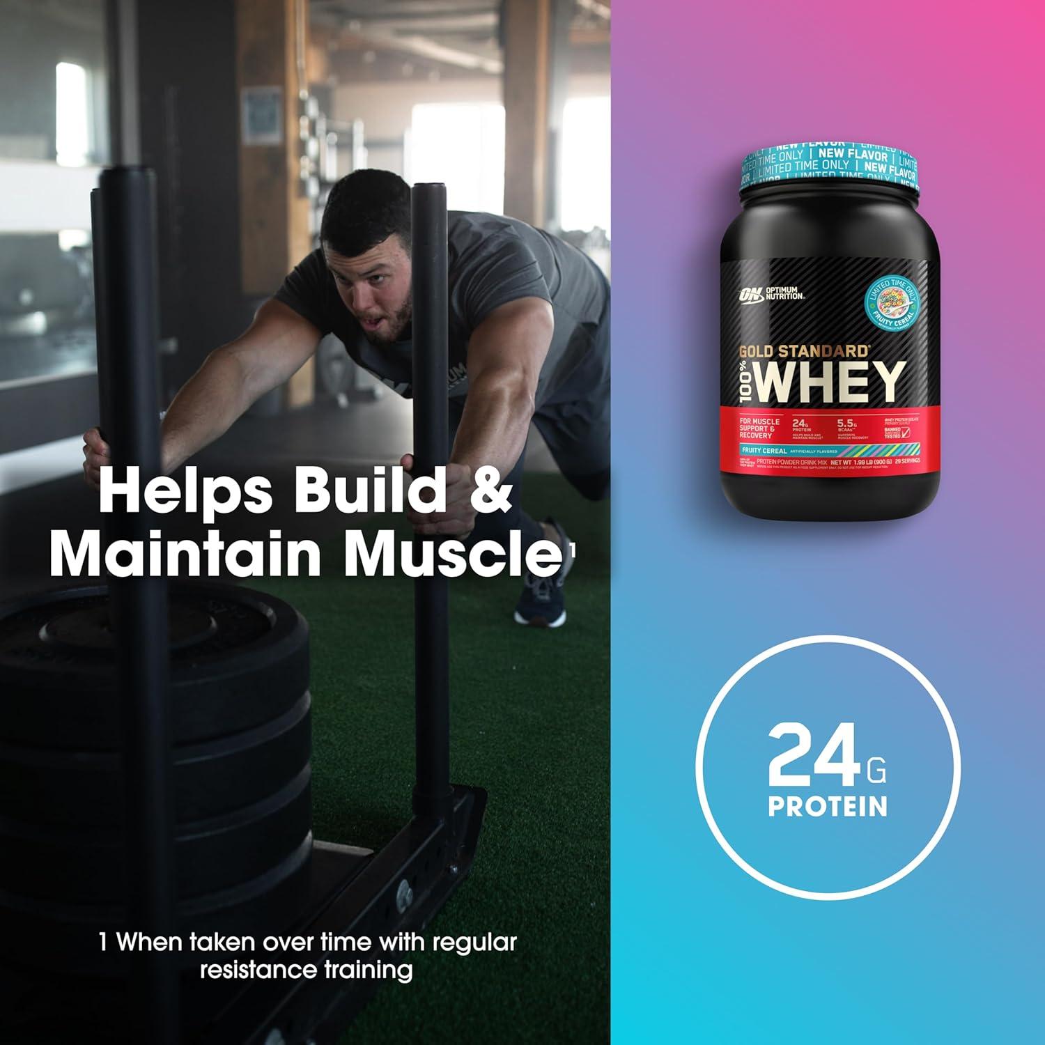 image:imageOptimum Nutrition Gold Standard 100 Whey Protein Powder Double Rich Chocolate 5 Pound Packaging May VaryFruity Cereal