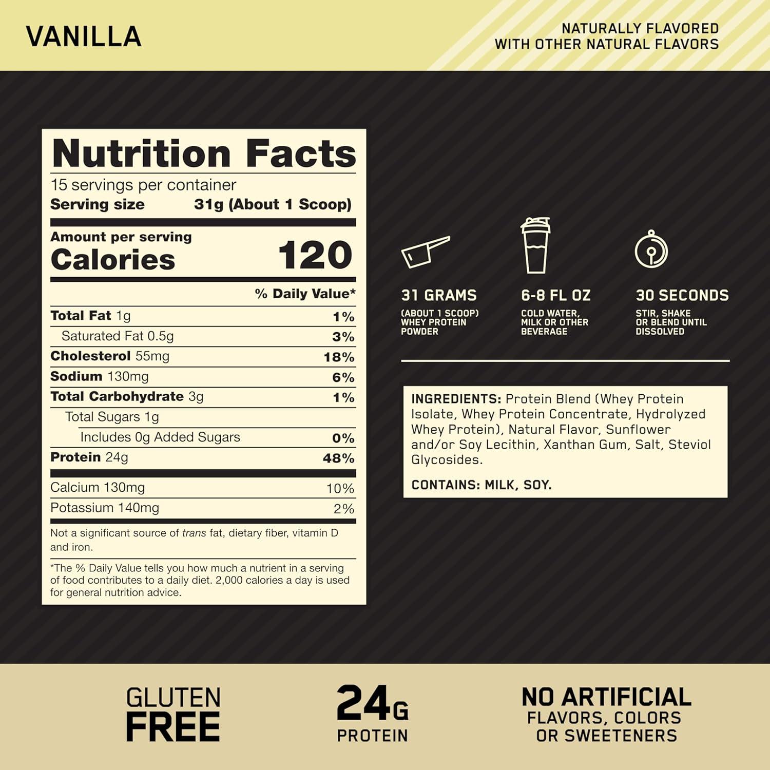 image:imageOptimum Nutrition Gold Standard 100 Whey Protein Powder Double Rich Chocolate 5 Pound Packaging May VaryVanilla