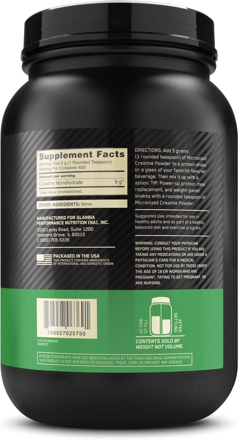 image:imageOptimum Nutrition Micronized Creatine Monohydrate Powder Unflavored 400 Servings 2000 Grams Packaging May Vary