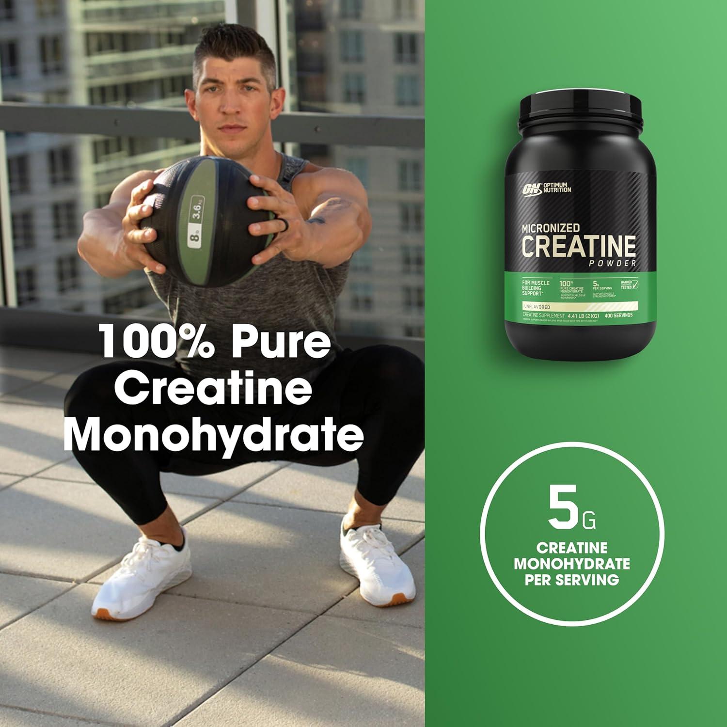 image:imageOptimum Nutrition Micronized Creatine Monohydrate Powder Unflavored 400 Servings 2000 Grams Packaging May Vary