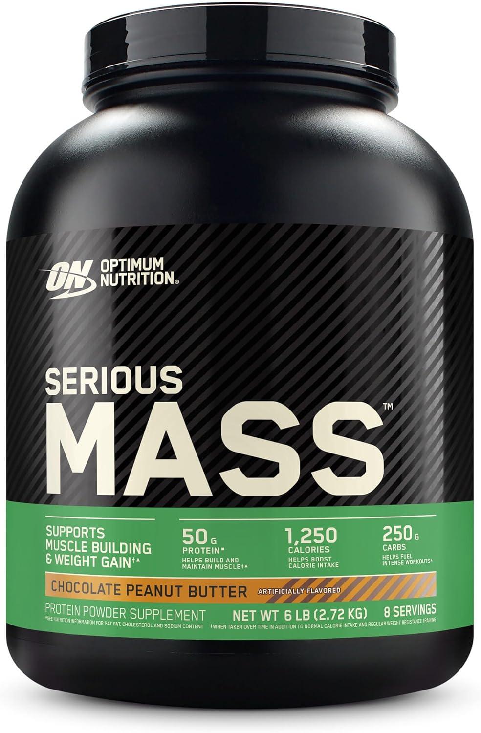 image:imageOptimum Nutrition Serious Mass Weight Gainer Protein Powder Mass Gainer Vitamin C and Zinc for Immune Support Creatine Banana 12 Pound Packaging May VaryChocolate Peanut Butter
