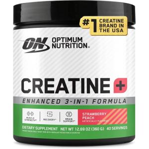 image:imageOptimum Nutrition Creatine Monohydrate Plus Powder Strawberry Peach Flavored Creatine Performance Blend with Electrolytes for Hydration Added Vitamins 40 Servings 360 Grams Packaging May VaryStrawberry Peach