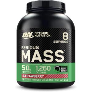 image:imageOptimum Nutrition Serious Mass Weight Gainer Protein Powder Mass Gainer Vitamin C and Zinc for Immune Support Creatine Banana 12 Pound Packaging May VaryStrawberry