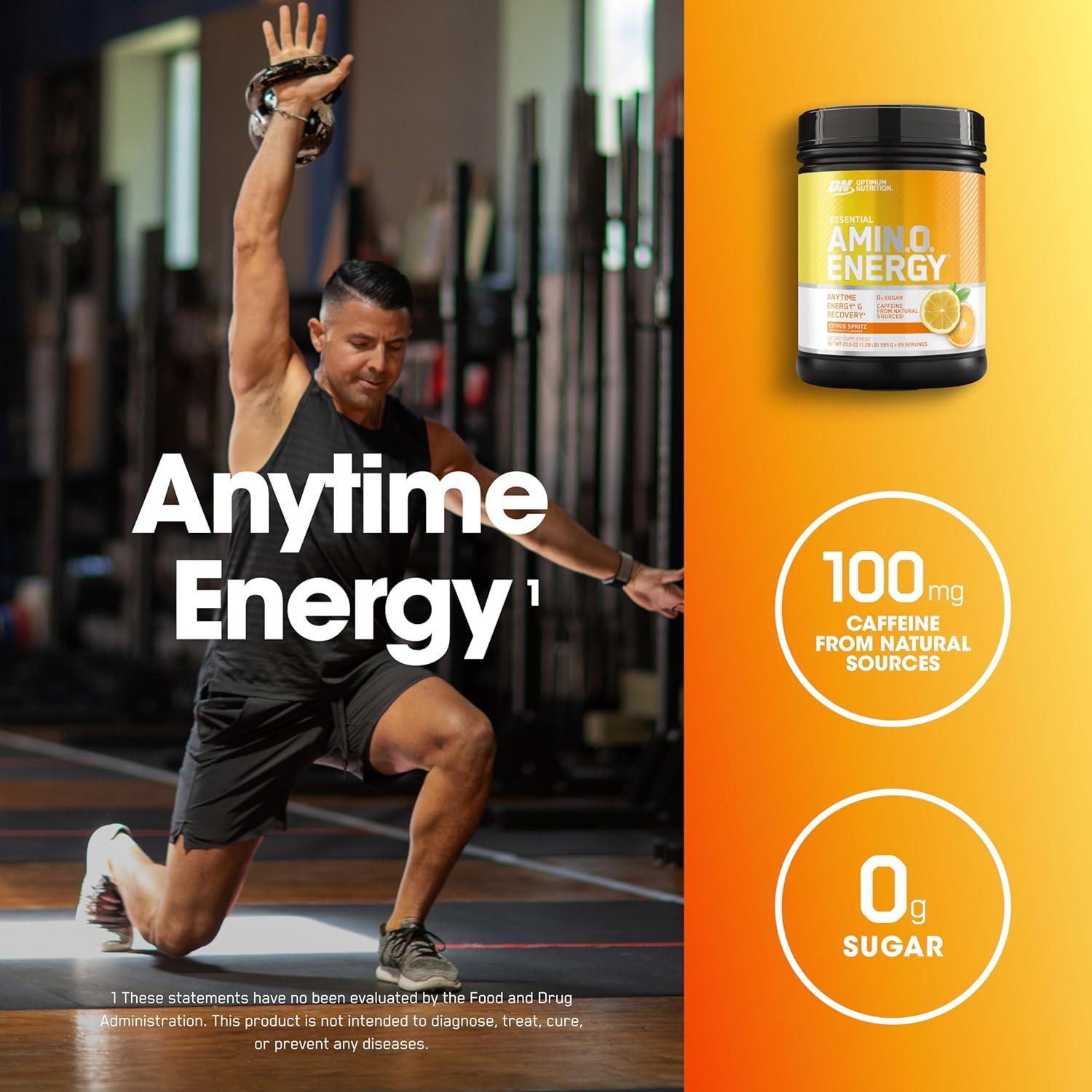 image:imageOptimum Nutrition Amino Energy Pre Workout with Green Tea BCAA Amino Acids Keto Friendly Green Coffee Extract Energy Powder Blue Raspberry 65 Servings Packaging May VaryCitrus Spritz