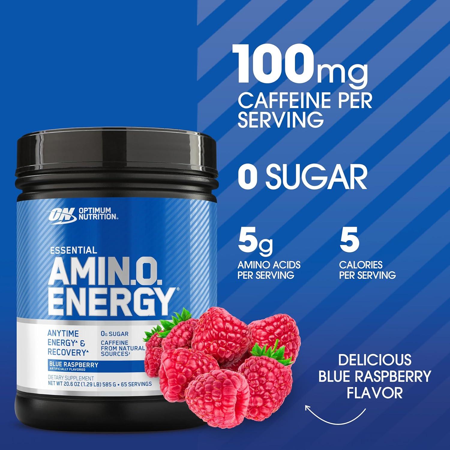 image:imageOptimum Nutrition Amino Energy Pre Workout with Green Tea BCAA Amino Acids Keto Friendly Green Coffee Extract Energy Powder Blue Raspberry 65 Servings Packaging May VaryBlue Raspberry