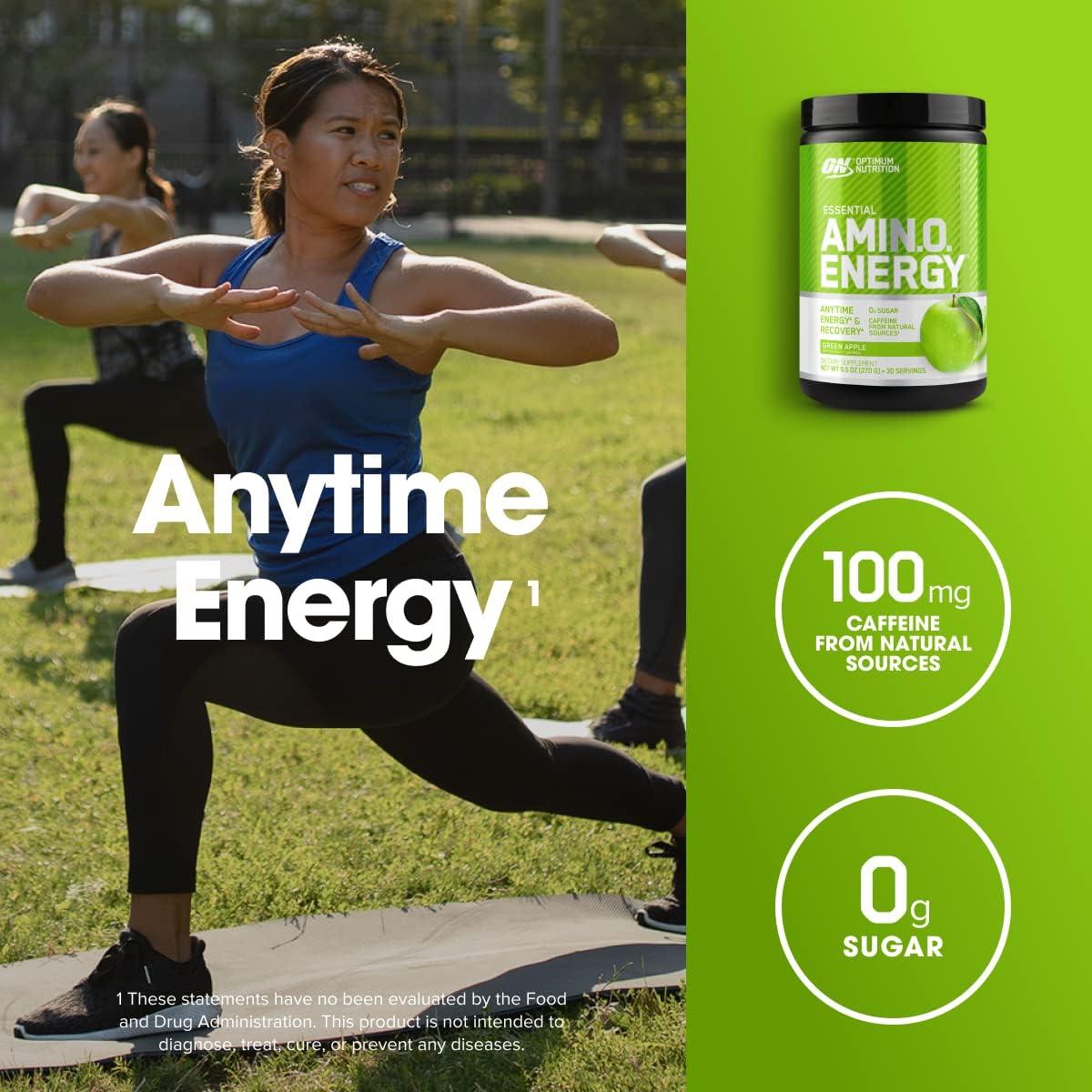 image:imageOptimum Nutrition Amino Energy Pre Workout with Green Tea BCAA Amino Acids Keto Friendly Green Coffee Extract Energy Powder Blue Raspberry 65 Servings Packaging May VaryGreen Apple