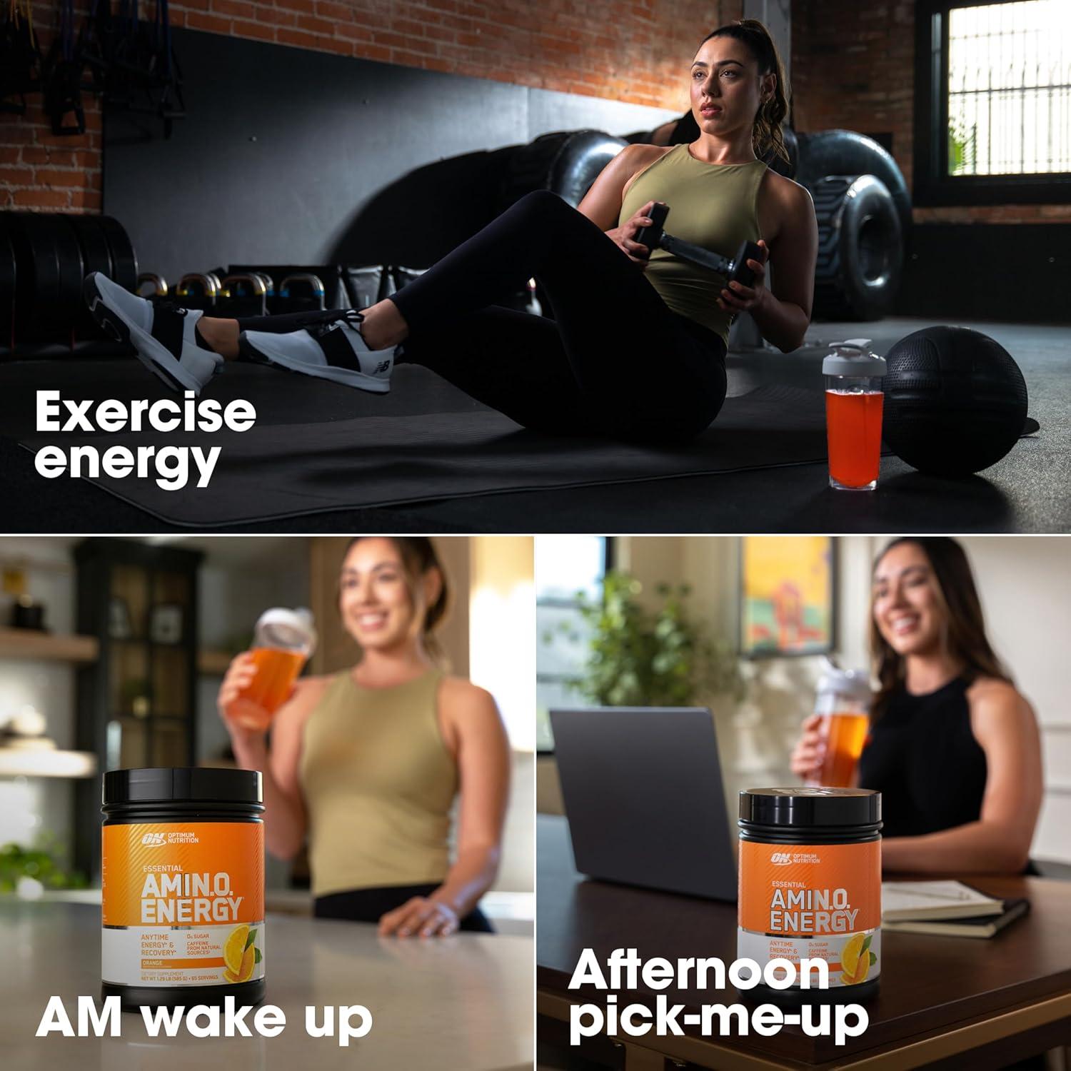 image:imageOptimum Nutrition Amino Energy Pre Workout with Green Tea BCAA Amino Acids Keto Friendly Green Coffee Extract Energy Powder Blue Raspberry 65 Servings Packaging May VaryOrange