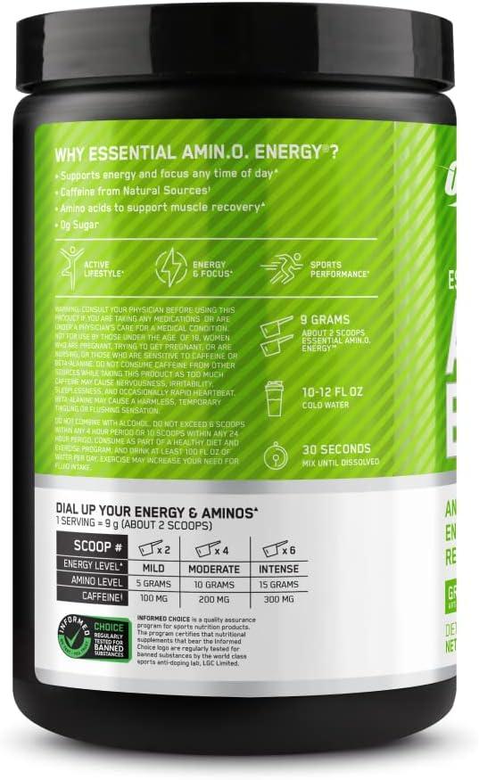 image:imageOptimum Nutrition Amino Energy Pre Workout with Green Tea BCAA Amino Acids Keto Friendly Green Coffee Extract Energy Powder Blue Raspberry 65 Servings Packaging May VaryGreen Apple