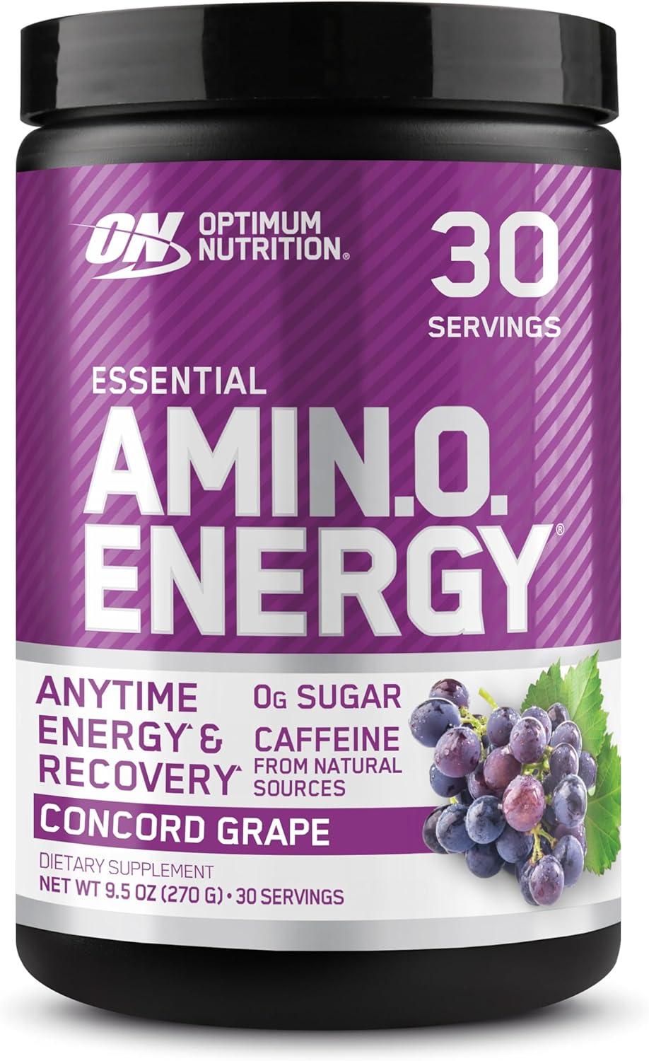 image:imageOptimum Nutrition Amino Energy Pre Workout with Green Tea BCAA Amino Acids Keto Friendly Green Coffee Extract Energy Powder Blue Raspberry 65 Servings Packaging May VaryConcord Grape