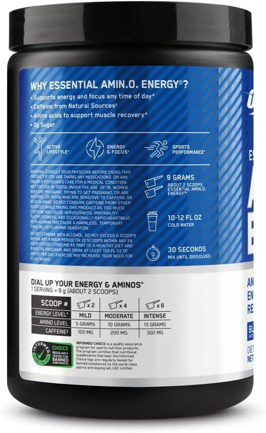 image:imageOptimum Nutrition Amino Energy Pre Workout with Green Tea BCAA Amino Acids Keto Friendly Green Coffee Extract Energy Powder Blue Raspberry 65 Servings Packaging May VaryBlue Raspberry
