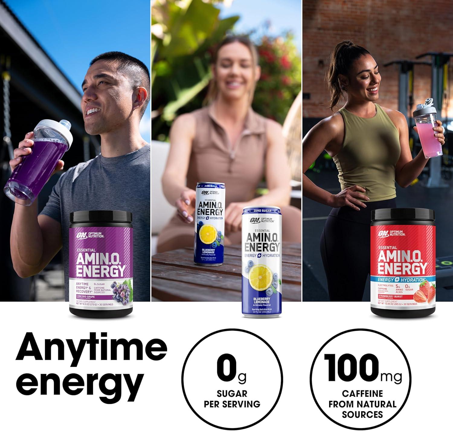 image:imageOptimum Nutrition Amino Energy Pre Workout with Green Tea BCAA Amino Acids Keto Friendly Green Coffee Extract Energy Powder Blue Raspberry 65 Servings Packaging May VaryConcord Grape