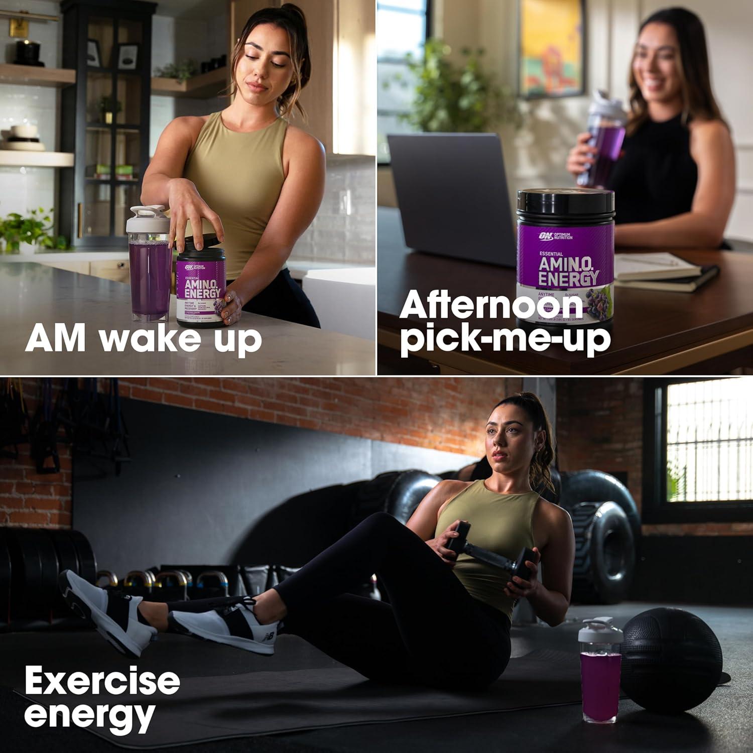 image:imageOptimum Nutrition Amino Energy Pre Workout with Green Tea BCAA Amino Acids Keto Friendly Green Coffee Extract Energy Powder Blue Raspberry 65 Servings Packaging May VaryConcord Grape