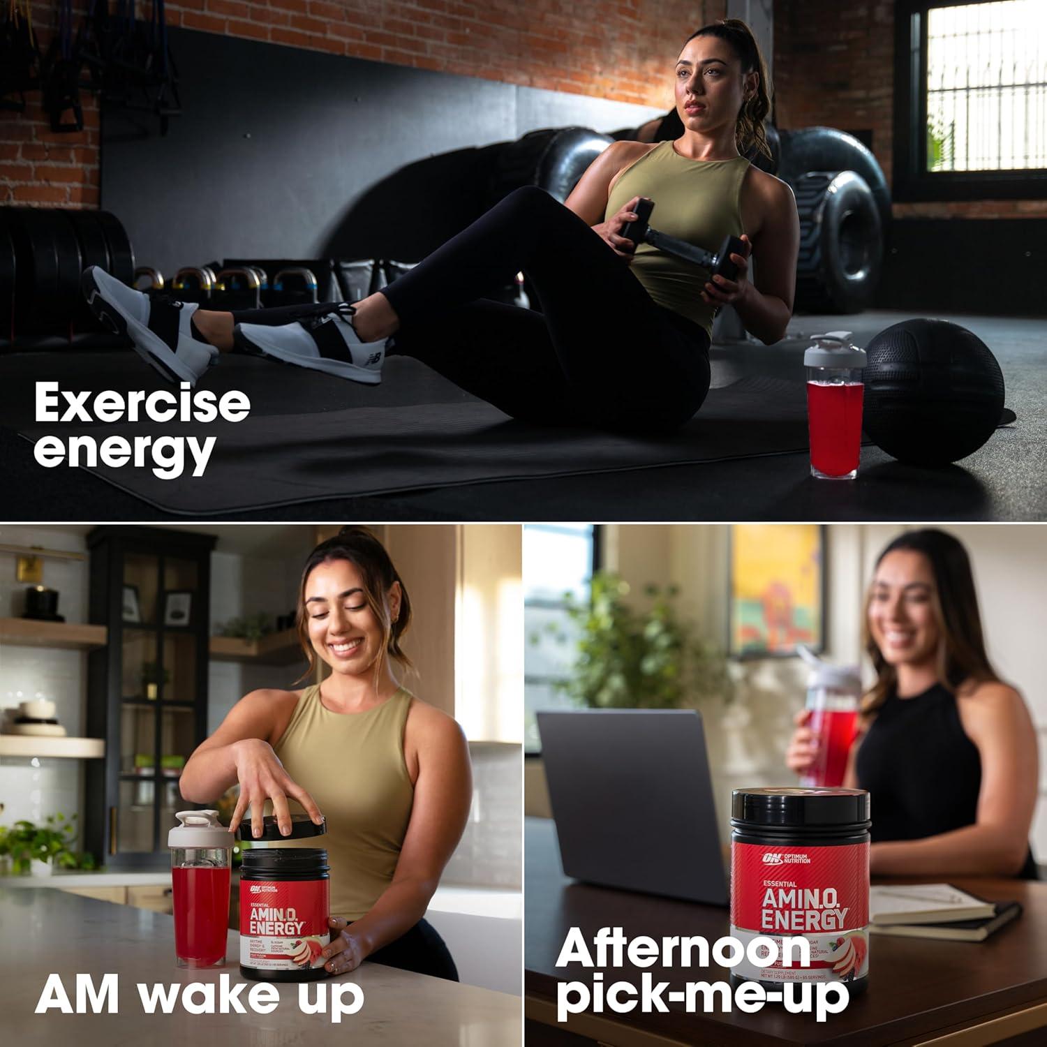 image:imageOptimum Nutrition Amino Energy Pre Workout with Green Tea BCAA Amino Acids Keto Friendly Green Coffee Extract Energy Powder Blue Raspberry 65 Servings Packaging May VaryFruit Fusion