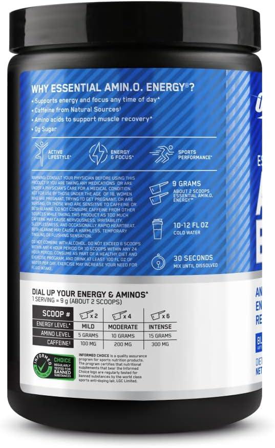 image:imageOptimum Nutrition Amino Energy Pre Workout with Green Tea BCAA Amino Acids Keto Friendly Green Coffee Extract Energy Powder Blue Raspberry 65 Servings Packaging May VaryBlueberry Lemonade