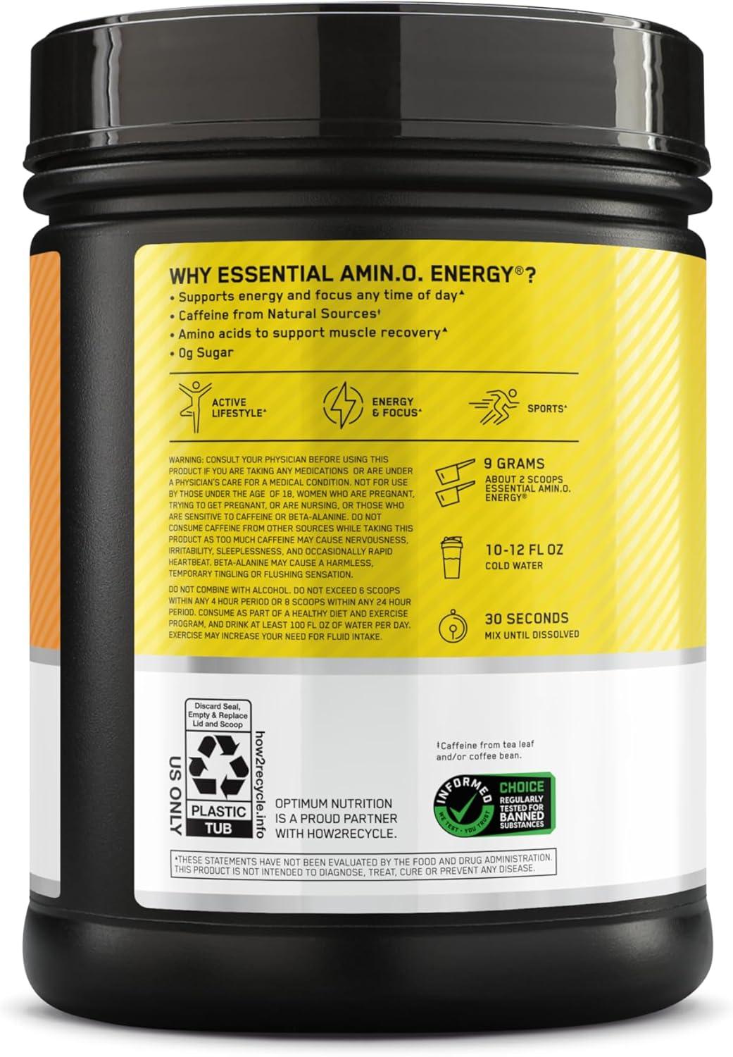 image:imageOptimum Nutrition Amino Energy Pre Workout with Green Tea BCAA Amino Acids Keto Friendly Green Coffee Extract Energy Powder Blue Raspberry 65 Servings Packaging May VaryCitrus Spritz