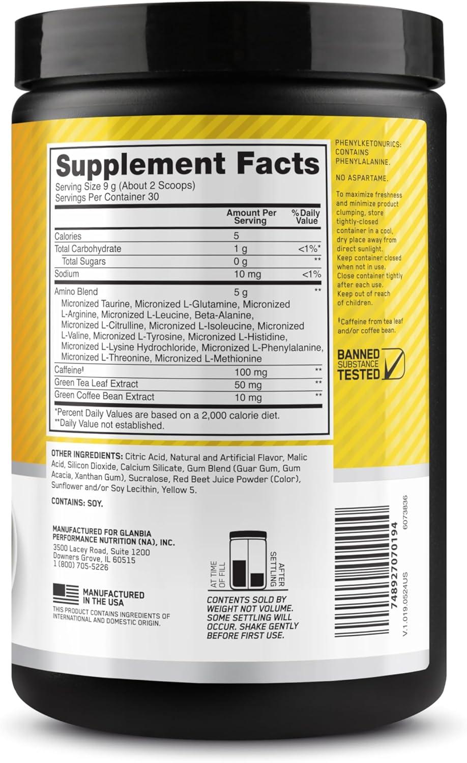 image:imageOptimum Nutrition Amino Energy Pre Workout with Green Tea BCAA Amino Acids Keto Friendly Green Coffee Extract Energy Powder Blue Raspberry 65 Servings Packaging May VaryRainbow Sherbet