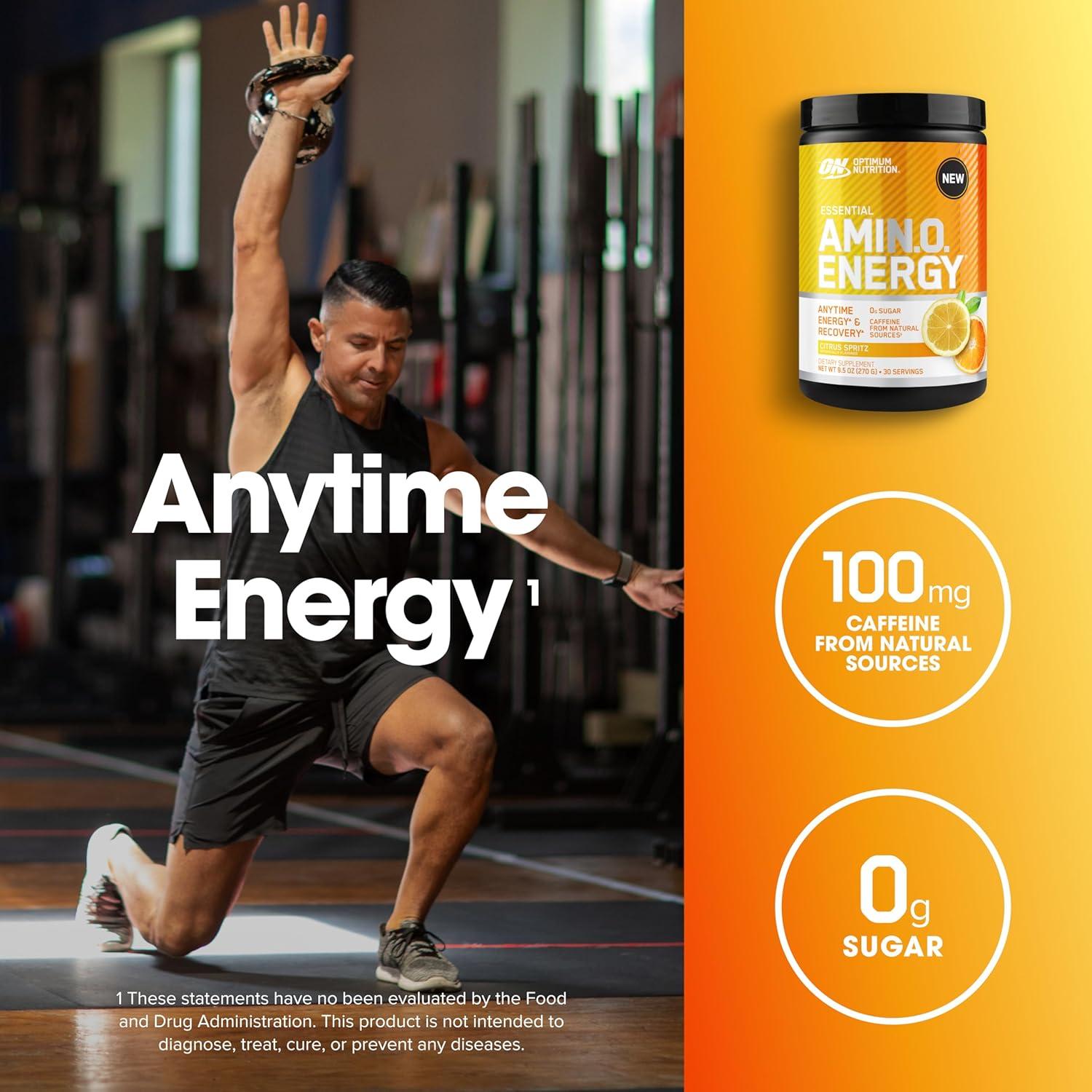 image:imageOptimum Nutrition Amino Energy Pre Workout with Green Tea BCAA Amino Acids Keto Friendly Green Coffee Extract Energy Powder Blue Raspberry 65 Servings Packaging May VaryCitrus Spritz