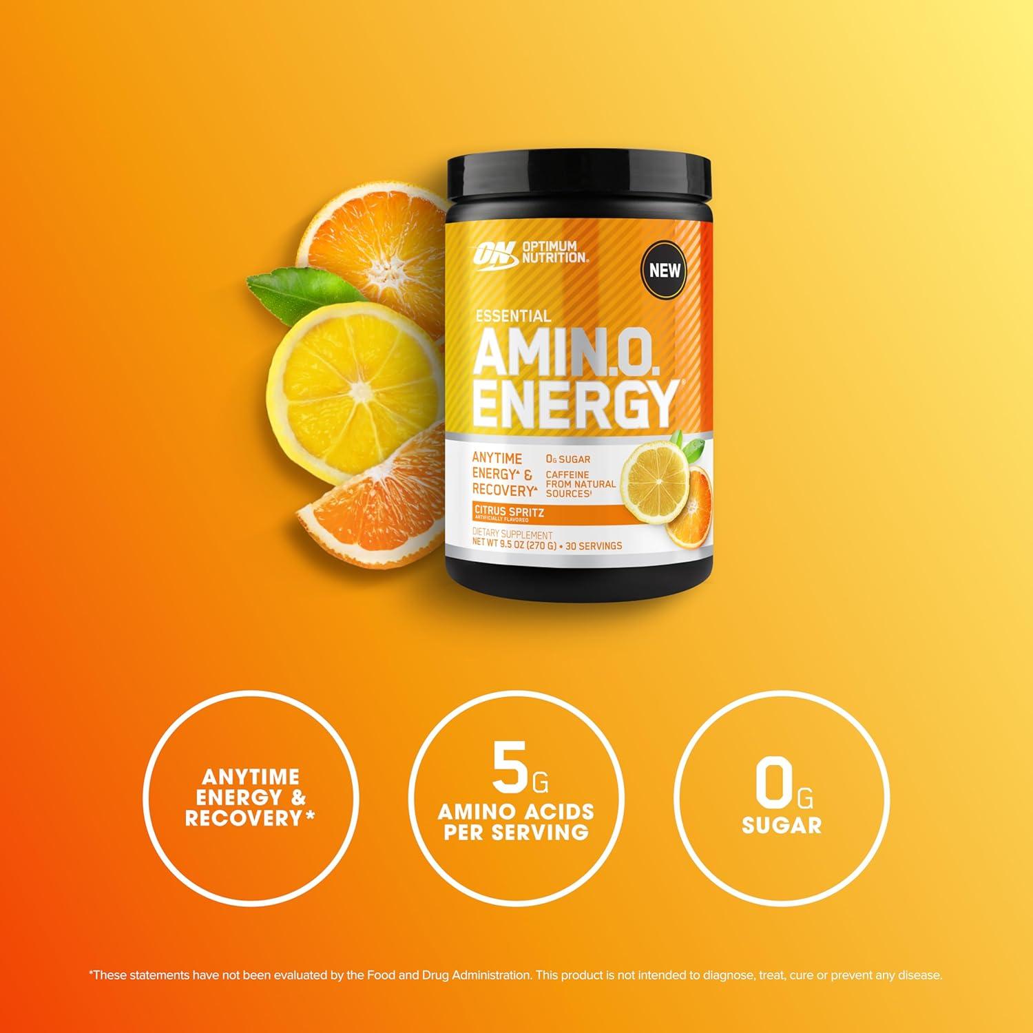 image:imageOptimum Nutrition Amino Energy Pre Workout with Green Tea BCAA Amino Acids Keto Friendly Green Coffee Extract Energy Powder Blue Raspberry 65 Servings Packaging May VaryCitrus Spritz