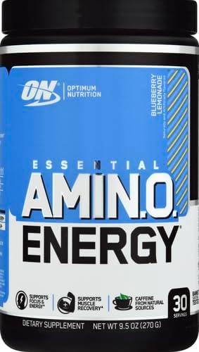 image:imageOptimum Nutrition Amino Energy Pre Workout with Green Tea BCAA Amino Acids Keto Friendly Green Coffee Extract Energy Powder Blue Raspberry 65 Servings Packaging May VaryBlueberry Lemonade