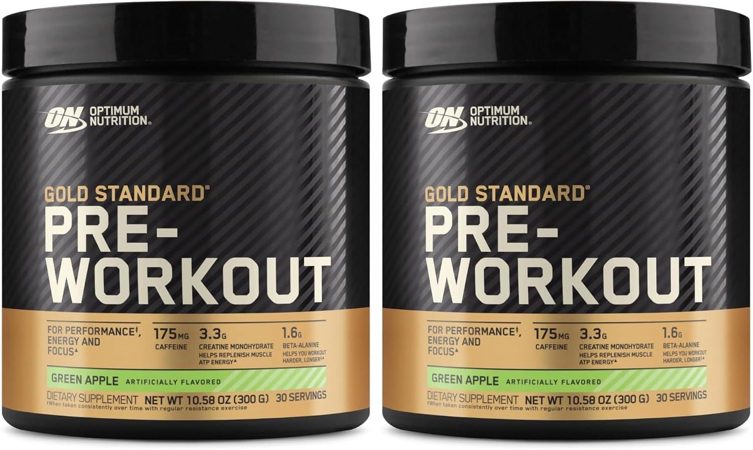 image:imageOptimum Nutrition Gold Standard PreWorkout Vitamin D for Immune Support with Creatine BetaAlanine and Caffeine for Energy Keto Friendly Blueberry Lemonade 30 Servings Packaging May VaryGreen Apple