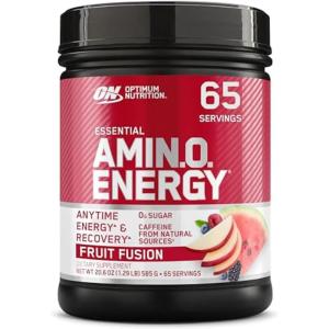 image:imageOptimum Nutrition Amino Energy  Pre Workout with Green Tea BCAA Amino Acids Keto Friendly Green Coffee Extract Energy Powder  Blue Raspberry 65 Servings Packaging May VaryFruit Fusion