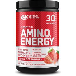 image:imageOptimum Nutrition Amino Energy  Pre Workout with Green Tea BCAA Amino Acids Keto Friendly Green Coffee Extract Energy Powder  Blue Raspberry 65 Servings Packaging May VaryJuicy Strawberry Burst