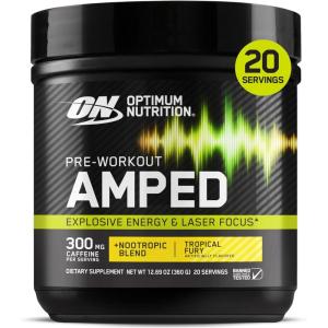 image:imageOptimum Nutrition Amped PreWorkout with Citrulline BetaAlanine Nootropics and 300mg of Caffeine for Energy Tropical Fury 20 Servings Packaging May VaryTropical Fury