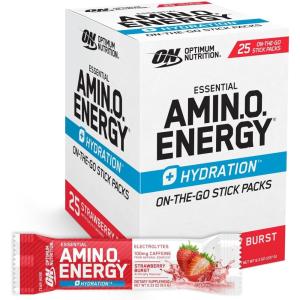 image:imageOptimum Nutrition Essential Amino Energy Plus Electrolytes Stick Packs Energy Powder Strawberry Burst 7 CountStrawberry